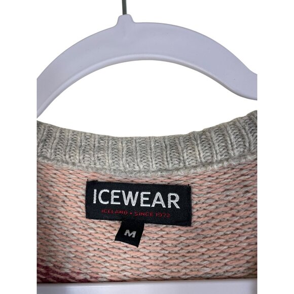 Icewear Minna Womens Nordic Knit Sweater Pink/Gray Merino Wool Blend Long Sleeve - Picture 4 of 10